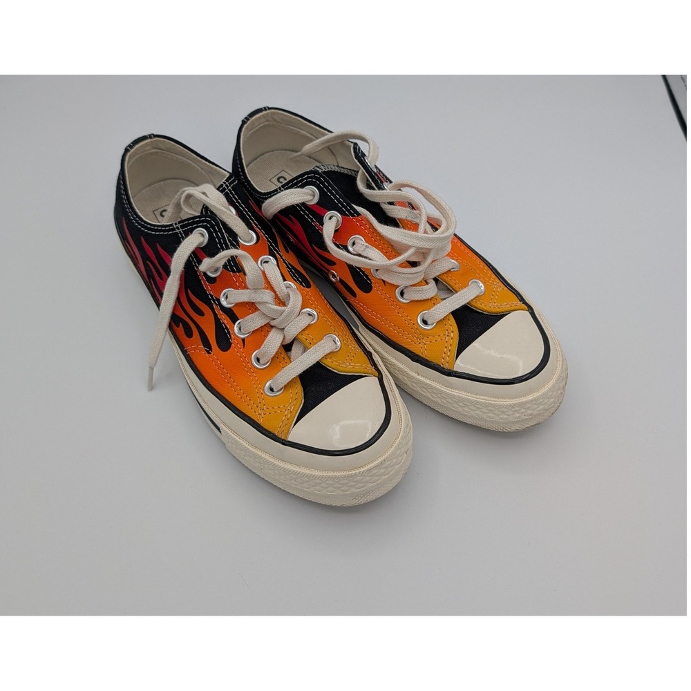 Converse Chuck 70 Archival Flame Print Low Top Black Red 167813C Womens 7 Mens 5 - Picture 2 of 12